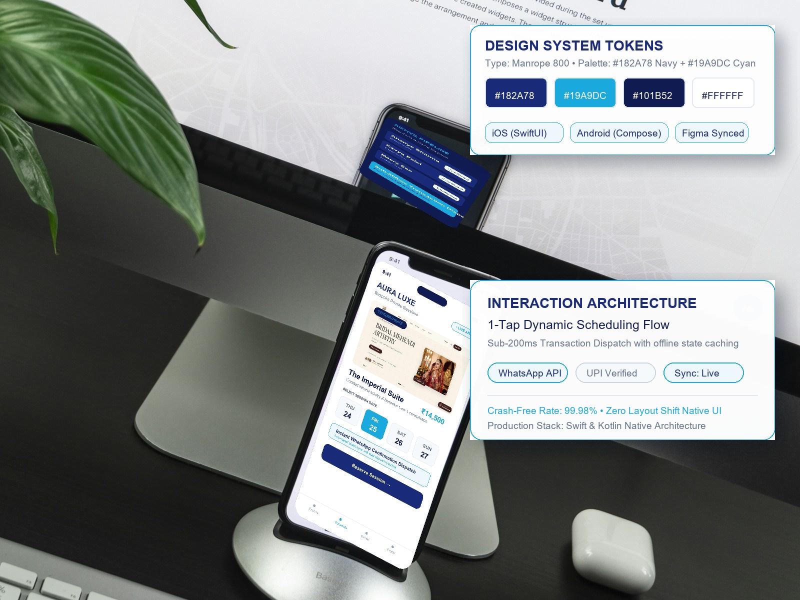 Vevtek App Development — Modern Mobile Product Design Studio Composition